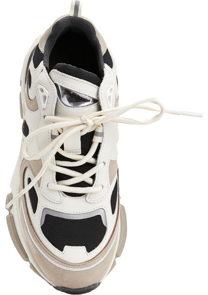 Sphere Runner Bej Siyah Kadın Deri Sneaker