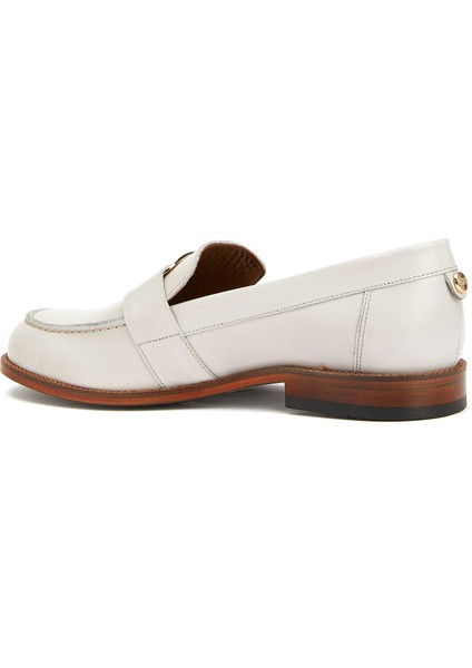 Açık Gri Kadın Deri Loafer modelleri