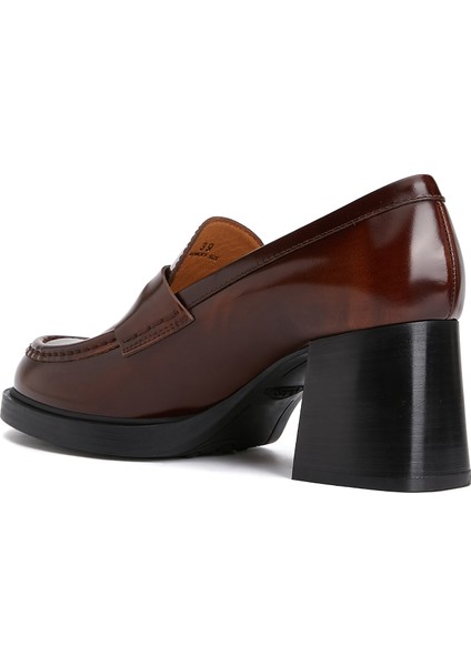 Koyu Kahverengi Kadın Deri Loafer modelleri