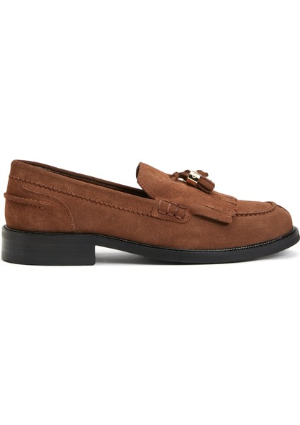 Kahverengi Kadın Süet Loafer