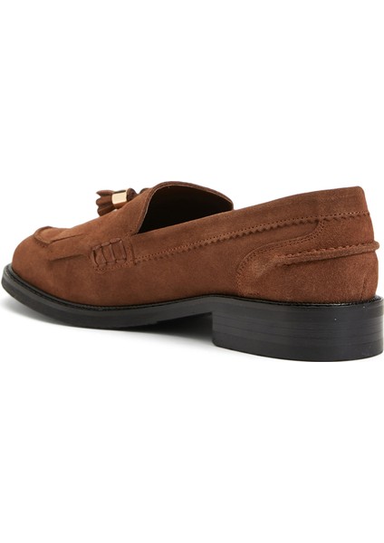 Kahverengi Kadın Süet Loafer