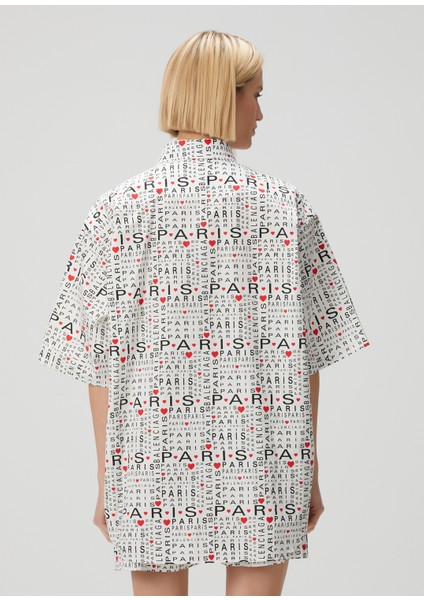 I Love Paris Large Fit Beyaz Kısa Kol Gömlek fırsatları