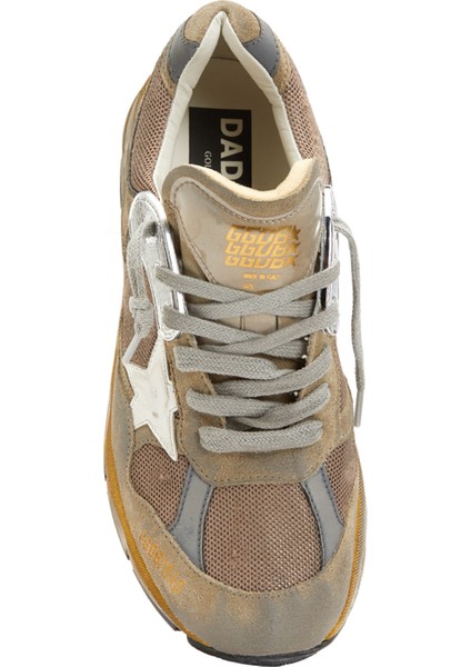 Bej Logolu Eskitme Dokulu Kadın Deri Sneaker