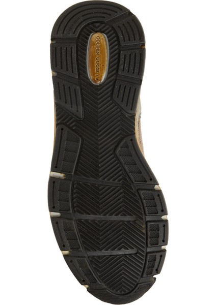 Bej Logolu Eskitme Dokulu Kadın Deri Sneaker