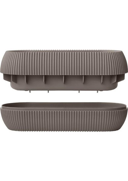 Krs Mercan Dekoratif Sukulent Kaktüs Plastik Saksı Takımı 6'lı Set Kahverengi