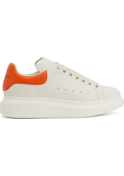 Oversize Beyaz Turuncu Kadın Deri Sneaker