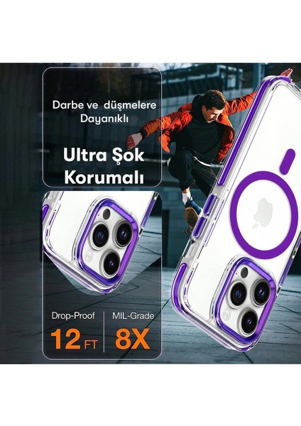 iPhone 14 Pro Max Bella Magsafe Kapak - Derin Mor