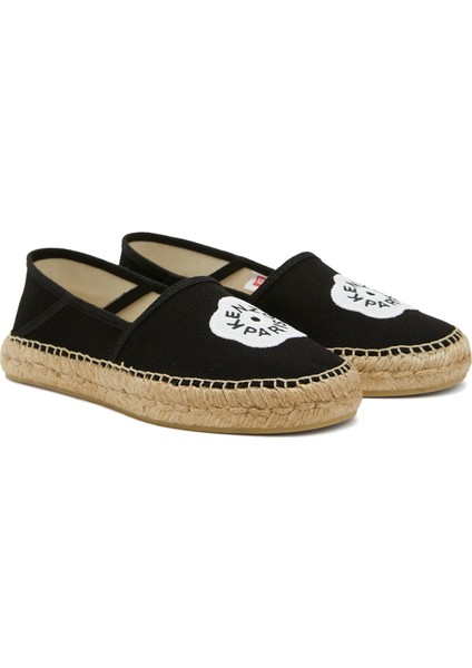 Siyah Logo Nakışlı Kadın Espadril