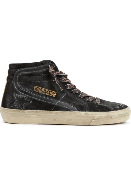 Slide Siyah Kadın Deri Bilek Boy Sneaker