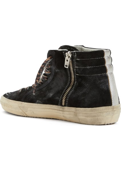 Slide Siyah Kadın Deri Bilek Boy Sneaker modelleri