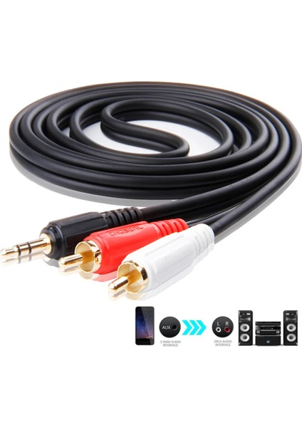 1.8 Metre 1.8mt 3.5mm 2rca Jak Kablosu Stereo Splitter Aux Profesyonel Av Kablosu DVD Tv CD Ses Kablosu fiyatları