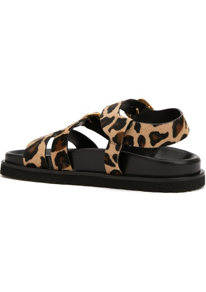 Leopar Kadın Deri Sandalet modelleri