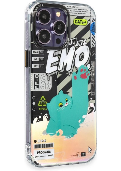 iPhone 14 Pro Max Kılıf Cat Desenli Kapak - Cat - 3