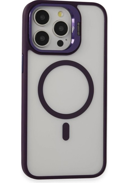 iPhone 14 Pro Max Kılıf Roblox Lens Magsafe Standlı Kapak - Derin Mor