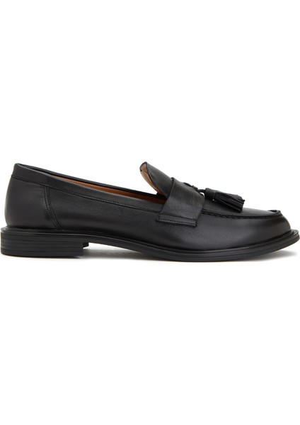 Siyah Kadın Deri Loafer