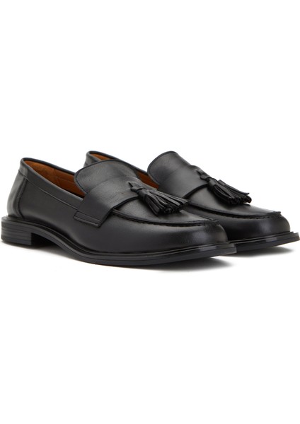 Siyah Kadın Deri Loafer