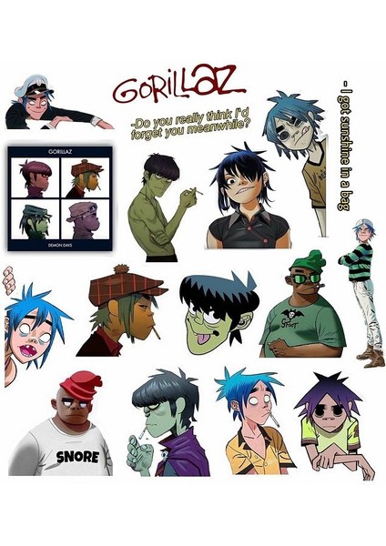 Gorillaz Laptop Notebook Telefon Kılıfı Sticker Paketi fiyatları