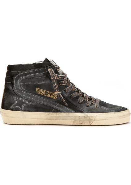 Slide Siyah Kadın Deri Bilek Boy Sneaker