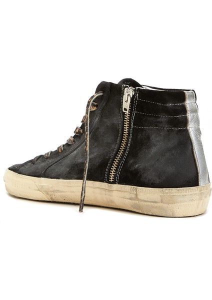 Slide Siyah Kadın Deri Bilek Boy Sneaker modelleri