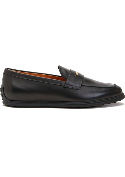 Siyah Kadın Deri Loafer