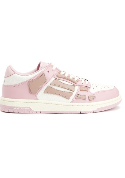 Beyaz Pembe Kadın Deri Sneaker