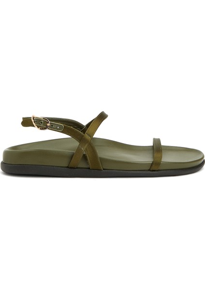 Evriali Footbed Haki Kadın Deri Sandalet
