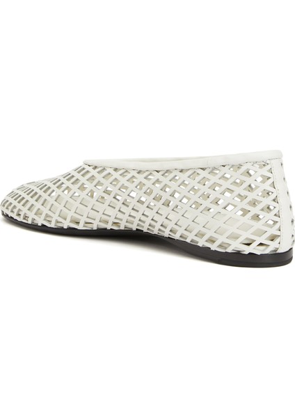 Tee Perforated Beyaz Kadın Deri Babet modelleri