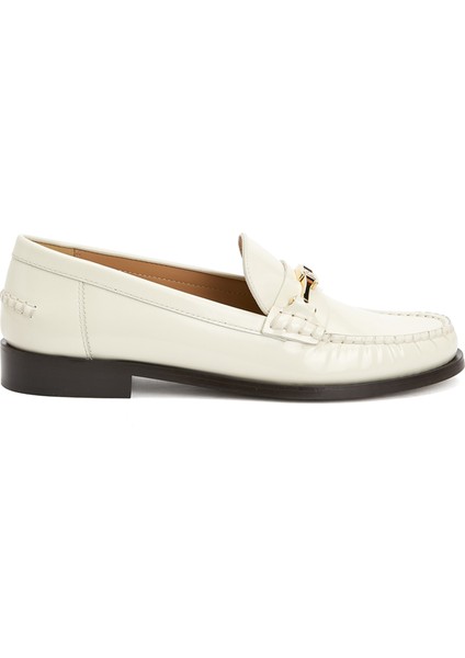 Kırık Beyaz Kadın Deri Loafer