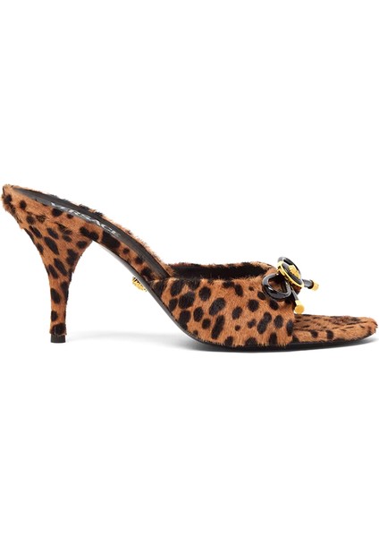 Leopar Desenli Kadın Deri Sandalet