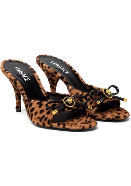 Leopar Desenli Kadın Deri Sandalet