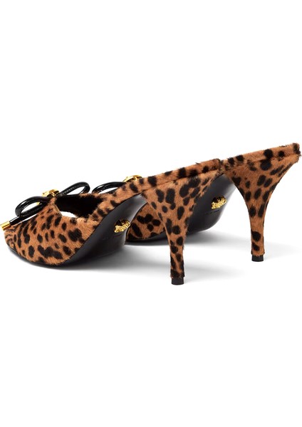 Leopar Desenli Kadın Deri Sandalet