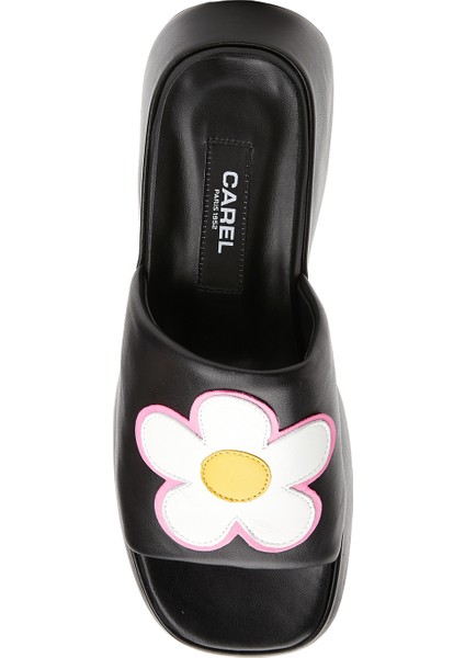 Flower Siyah Kadın Deri Terlik fırsatları
