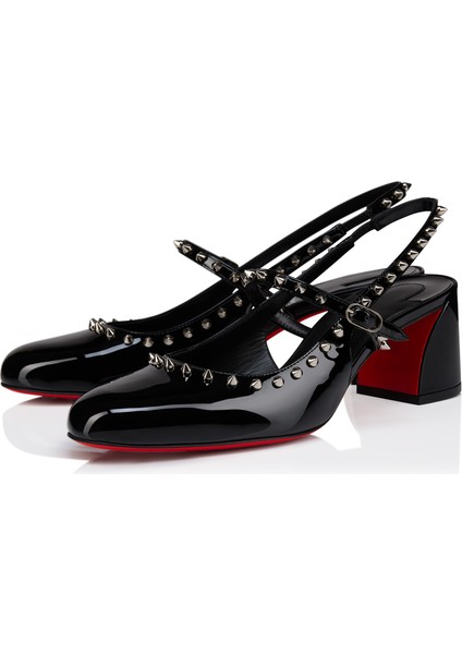 Janispikes Siyah Deri Babet