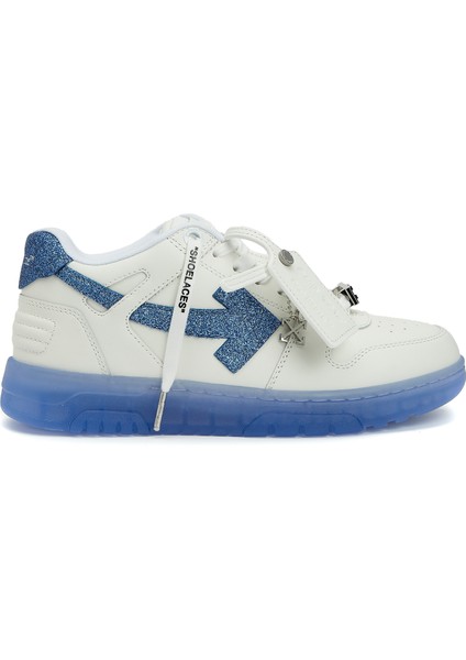 Beyaz Mavi Kadın Deri Sneaker