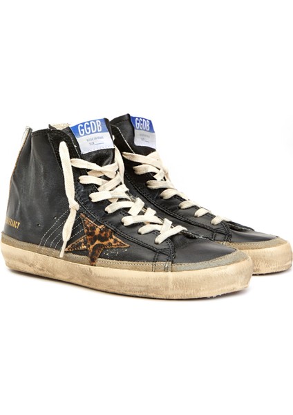 Siyah Eskitme Dokulu Kadın Sneaker