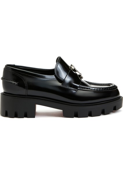 Moc Lug Siyah Kadın Deri Loafer
