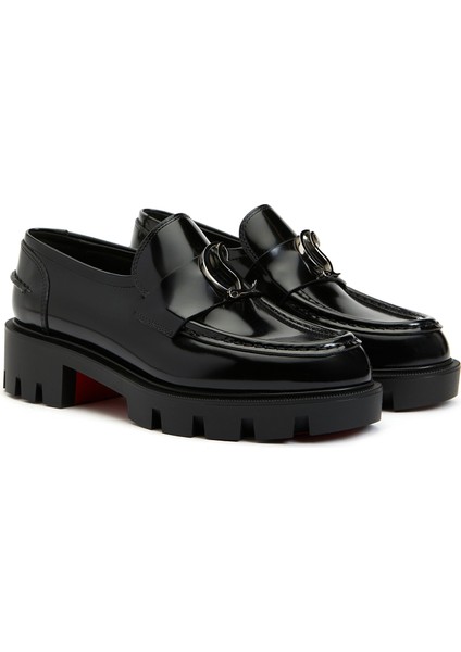 Moc Lug Siyah Kadın Deri Loafer