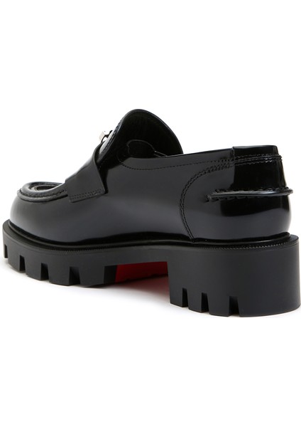 Moc Lug Siyah Kadın Deri Loafer
