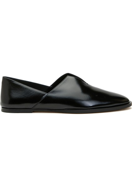 Siyah Kadın Deri Slipper