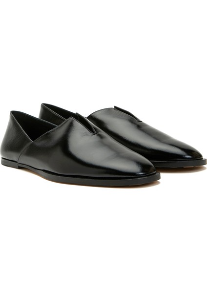 Siyah Kadın Deri Slipper