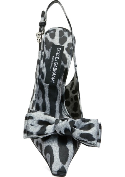 Slingback Leopar Desenli Topuklu Ayakkabı