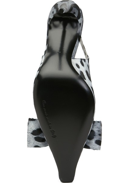 Slingback Leopar Desenli Topuklu Ayakkabı