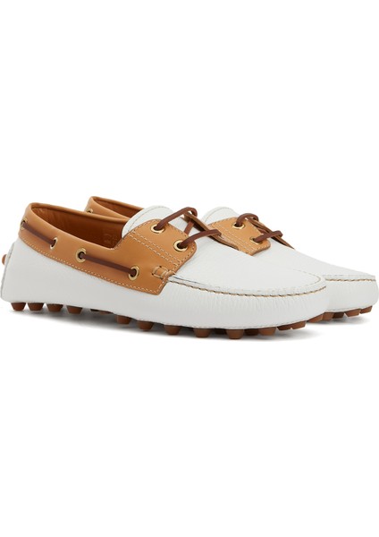 Beyaz Taba Kadın Deri Loafer fiyatları
