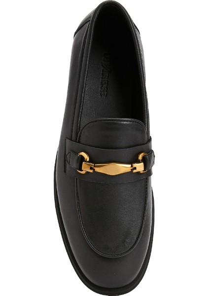 Siyah Kadın Deri Loafer