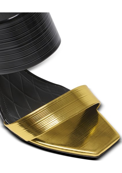 Siyah Gold Kadın Deri Terlik modelleri