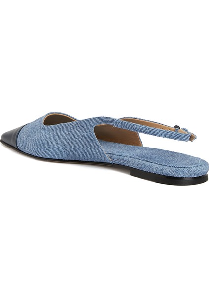 Tia Mavi Denim Dokulu Deri Babet modelleri