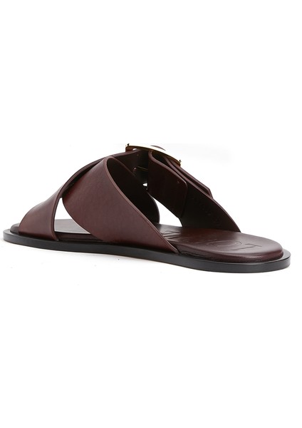 Petal Bordo Kadın Deri Terlik modelleri