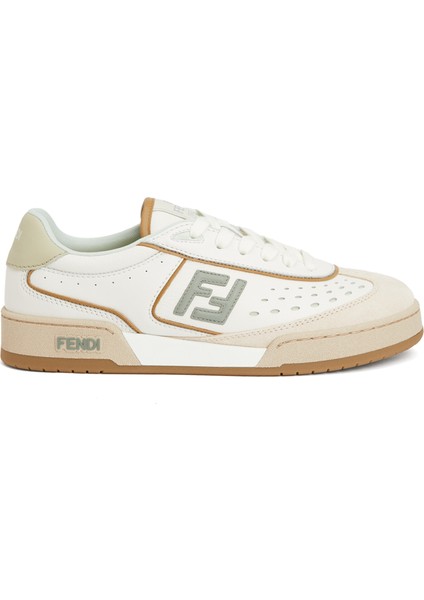 Bej Siyah Kadın Deri Sneaker