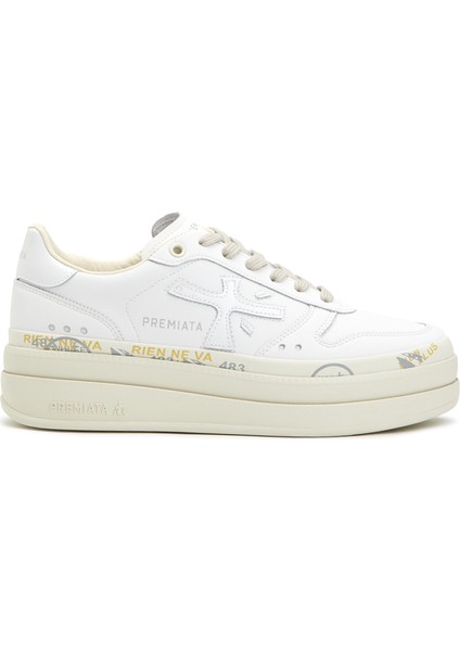 Micol Beyaz Logolu Kadın Deri Sneaker