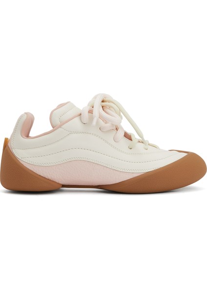 Beyaz Taban Detaylı Kadın Deri Sneaker